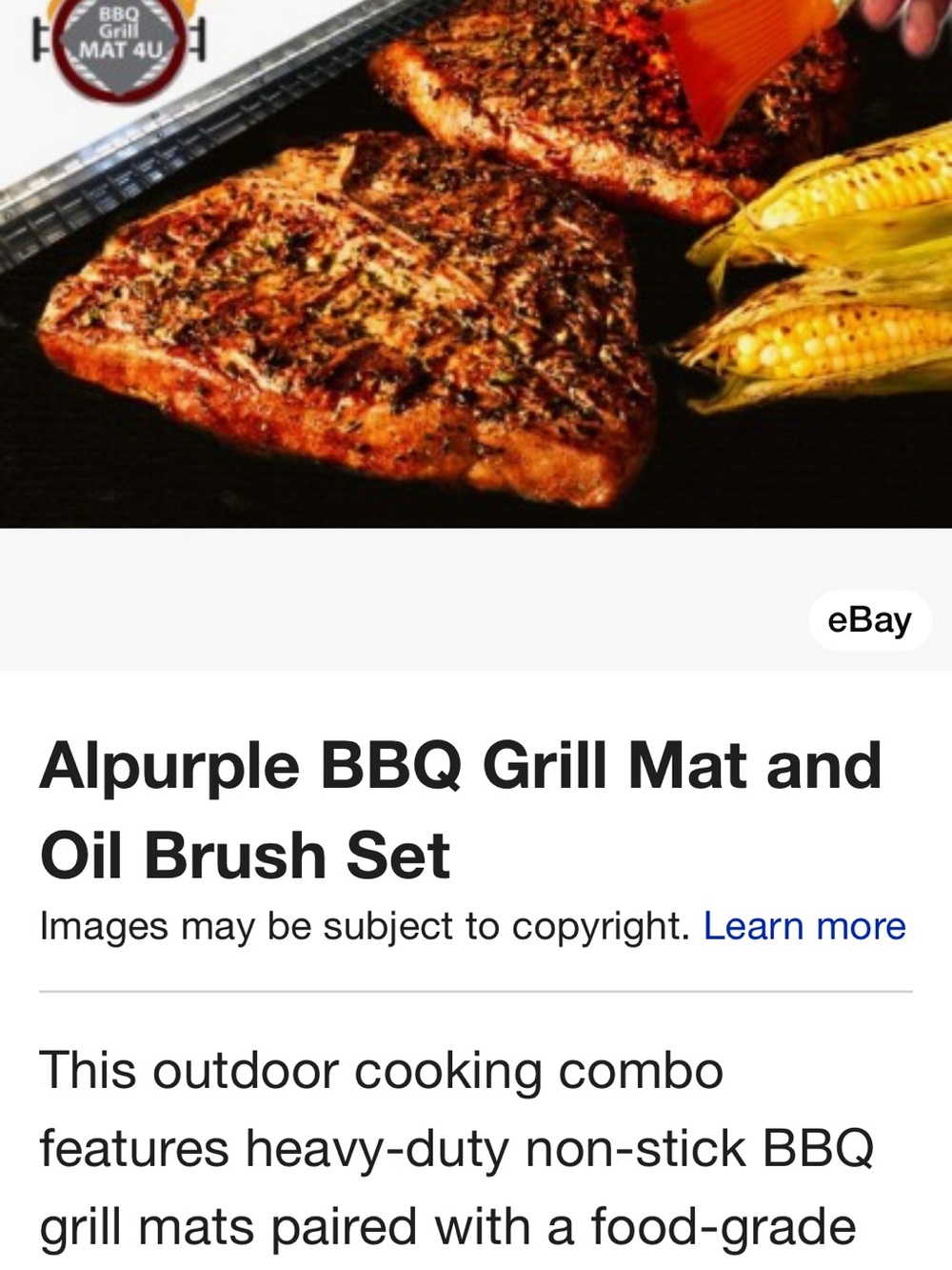 Alpurple BBQ Grill Mat and Oil Brush Set - Black